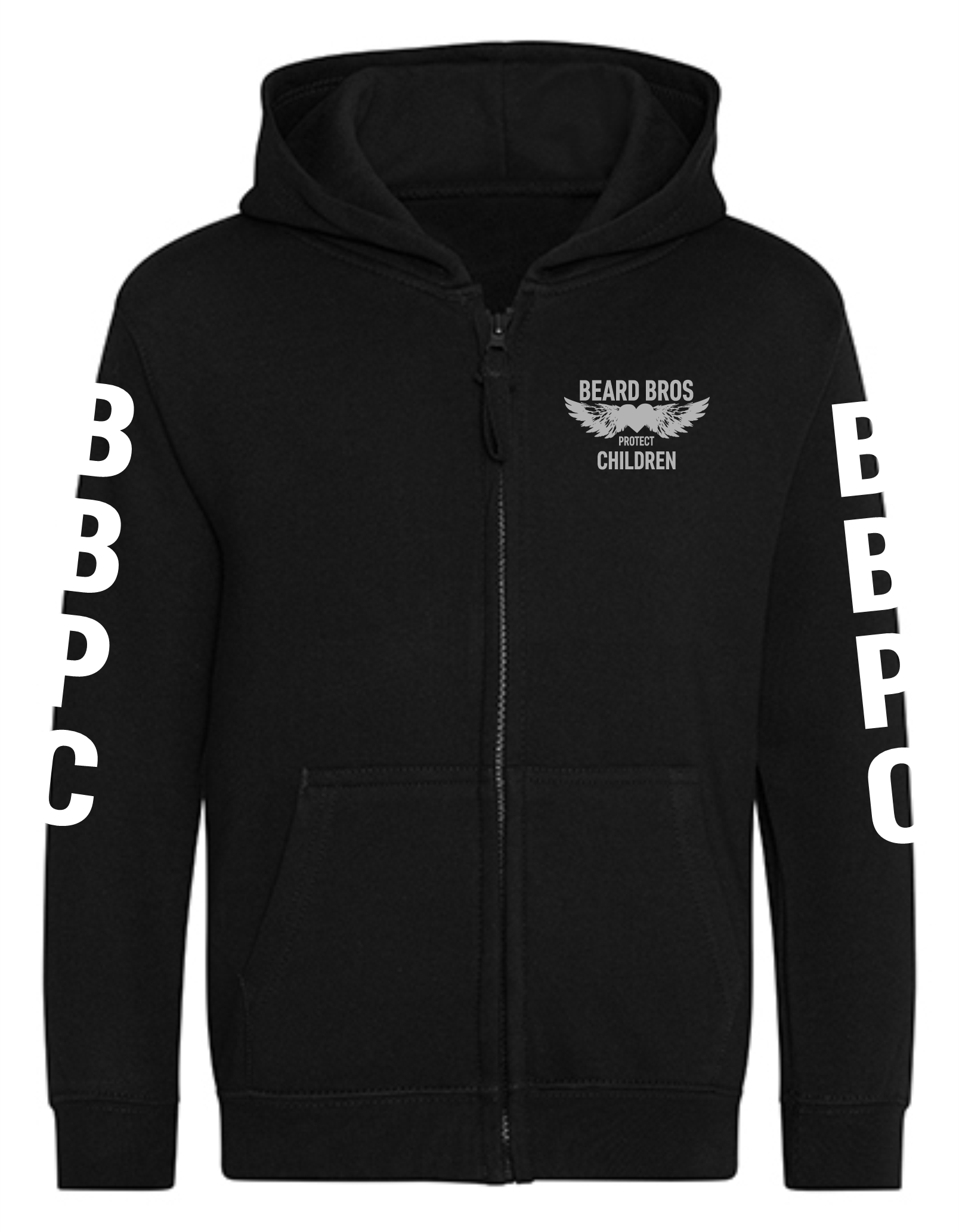 Beard Bros Kapuzenjacke Kinder Deep Black front.png