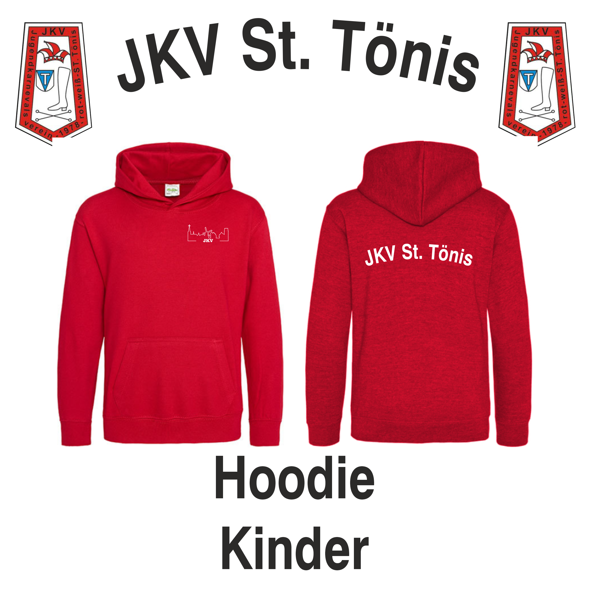 JKV St. Tönis Hoodie BW Kinder Fire Red_Cover